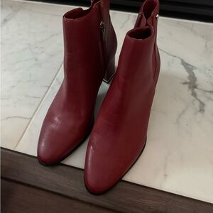 Red Leather Ankle Boots